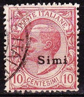 DODECANESE 1912 Black Overprint SIMI On Italian 10 Cent Red Vl. 3 - Dodécanèse