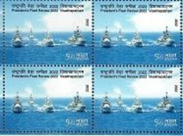 India 2022 NEW ***President's Fleet Review 2022 Vishakhapatnam Navy Ship Submarine Formation Block 4 MNH(**) Inde Indien - Cartas & Documentos