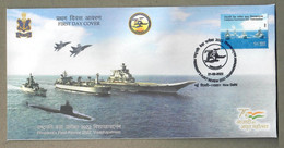 India 2022 NEW ***President's Fleet Review Sukhoi Su-33 Navy Ship Submarine Carrier FDC Cover (**) Inde Indien - Cartas & Documentos