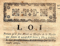REVOLUTION LOI DU 10 NOVEMBRE 1790 RECEVEUR DES IMPOSITIONS 2PAGES BON ETAT VOIR SCANS - Gesetze & Erlasse