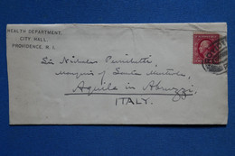 AS2 ETATS UNIS  BELLE LETTRE  1910  POUR AQUILA  ABRUZZI ITALY   ++AFFRANCH. PLAISANT - - Covers & Documents