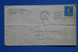 AS2 ETATS UNIS  BELLE LETTRE  1916 NEW YORK  POUR  SPEZIA LIGURIA   ITALY   +CACHET GENOVA VERSO +AFFRANCH. PLAISANT - - Covers & Documents