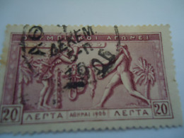 GREECE  USED   STAMPS OLYMPIC GAMES 1906 20 L  ATHENS - Usati