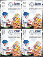 INDIA 2022 COVID 19, Dept Health Research, Indian Council Of Health Research, 1v, ICMR, BLOCK  Of 4,  MNH(**) - Unused Stamps