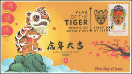 2022 United States USA, Year Of The Tiger, First Day Of Issue, Pictorial Postmark, Lunar Cover (**) - Storia Postale