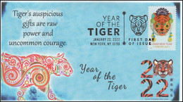 2022 United States USA, Year Of The Tiger, First Day Of Issue, Pictorial Postmark, Lunar Cover (**) - Covers & Documents