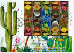 ISRAEL New *** 2022 CACTUS FAMILY SOUVENIR SHEET FDC FLOWERS FLORA (**) - Cartas & Documentos