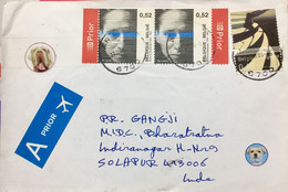 BELGIUM 2006, AIRMAIL COVER, USED TO INDIA, DRAMATIST MICHEL GHELDERODE PAIR,  PAINTER LEON SPLLIAERT, ARLON CITY CANCEL - Briefe U. Dokumente