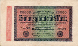 GERMANIA-20000 MARK 1923  - Wor:P-85b.2, Ros:R-84e - Hakensterne  - Circ. (piccolo Strappo ) - 20000 Mark