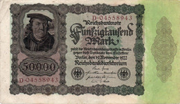 GERMANY- 50000 MARK 1922  - Wor:P-80, Ros:R-78 -  Xf - 50000 Mark