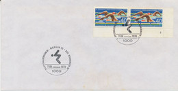 1978, Schwimmweltmeisterschaften In BERLIN 40 Pf Eckrandpaar Mit Platten-Nr. 2 Auf FDC, Teilweise Stockflecken - Brieven En Documenten