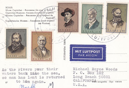 Airmail Postcard With Set Of Famous Men (back : Amazon) - Covers & Documents