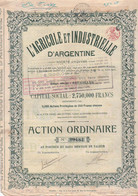 L'Agricole Et Industrielle D'Argentine - Bruxelles - Action Ordinaire - Capital 2 750 000  - 1922 - Agricoltura