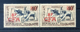 1953-54 REUNION N.314 MNH ** Coppia CANOA Canoe (963) - Unused Stamps