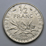 1/2 Franc Semeuse, Caractères Fins, Nickel, 1965 - V° République - 1/2 Franc