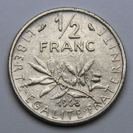 1/2 Franc Semeuse, Nickel, 1968 - V° République - 1/2 Franc