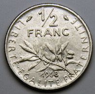 1/2 Franc Semeuse, Nickel, 1968 - V° République - 1/2 Franc