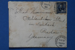 E11 ETATS UNIS BELLE LETTRE RARE   1900 PHILIPSBURG   POUR BADEN  GERMANY +++AFFRANCH. PLAISANT - - Lettres & Documents