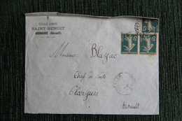 Enveloppe Publicitaire - RIOLS, ARDOUANE, Ecole Libre SAINT BENOIT - 1900 – 1949