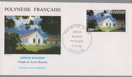 FDC POLYNESIE FRANÇAISE Enveloppe // 1986 émission Premier Jour - Lot De 3 édifices Religieux - Covers & Documents