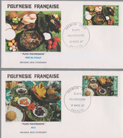 FDC POLYNESIE FRANÇAISE Enveloppe // 1987 émission Premier Jour - Lot De 2 Plats Polynésiens Gastronomie - Covers & Documents