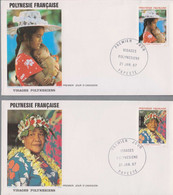 FDC POLYNESIE FRANÇAISE Enveloppe // 1987 émission Premier Jour - Lot De 3 - Visages Polynésiens - Covers & Documents