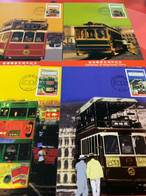 Hong Kong Stamp Cards Special Chops Tram Locomotive Rail - Lettres & Documents