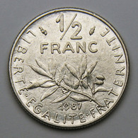 1/2 Franc Semeuse, Nickel, 1987 - V° République - 1/2 Franc