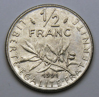 1/2 Franc Semeuse, Nickel, Frappe Monnaie,1991 - V° République - 1/2 Franc