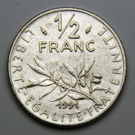 1/2 Franc Semeuse, Nickel, Frappe Monnaie,1991 - V° République - 1/2 Franc