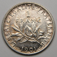 RARE En L'ETAT ! 1 Franc Semeuse 1901, Argent - III° République - 1 Franc