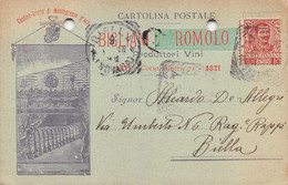 15812" BIGLIANI E ROMOLO-PRODUTTORI VINI-ASTI "-CART. POST. SPED. 1904 - Händler