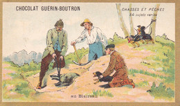 Chromo CHOCOLAT GUERIN BOUTRON - Chasses Et Pêches Au Blaireau - Guerin Boutron