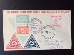 NEW ZEALAND 1958 GREAT BARRIER ISLAND PIGEONGRAM SERVICE 19-11-1958 TO WAIKATO NIEUW ZEELAND - Briefe U. Dokumente