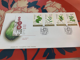 Hong Kong Stamp FDC 2001 Herbs - Cartas & Documentos