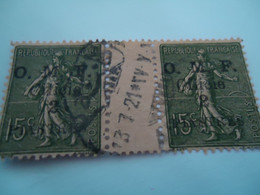CILICIA FRANCE PAIR STAMPS OVERPRINT O.M.F  .POSTMARK - Other & Unclassified