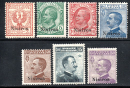 724.GREECE.ITALY,DODECANESE,NISIROS,1912 #3-9 MLH/MNH.15 C.LIGHT FAULT. - Dodecanese