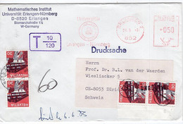 51180 - Bund - 1983 - 50Pfg. AbsFreistpl. ERLANGEN - ... -> ZUERICH (Schweiz), M. Dauermarken Als Portomarken Gebraucht - Covers & Documents