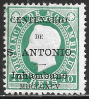 Inhambane – 1895 King Luiz Overprinted CENTENARIO STO ANTONIO 10 Réis Mint Stamp - Inhambane