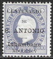 Inhambane – 1895 King Luiz Overprinted CENTENARIO STO ANTONIO 200 Réis Mint Stamp - Inhambane