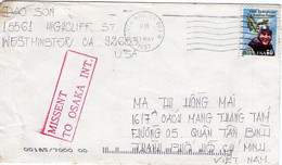 51303 - USA - 1997 - 60￠E.Rickenbacker EF A Bf SANTA ANA, CA 927 -> BINH THANH (Vietnam), M. Stpl. MISSENT TO OSAKA INT. - Covers & Documents