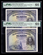 España Pareja 1000 Pesetas San Fernando 1928 Pick 78 PMG 64 PMG 64 EPQ SC UNC - 1000 Pesetas