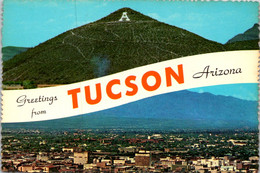 Arizona Greetings FromTucson Showing Skyline And A Mountain - Tucson