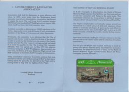 UNITED KINGDOM 1992 BATTLE OF BRITAIN MEMORIAL FLIGHT LINCOLNSHIRE'S LANCASTER ASSOCOATION MINT IN FOLDER - BT Insieme Da Collezione