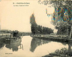 Châtillon Coligny * Le Vieux Canal Et Le Port * Péniche Drague ? * Barge Chaland Batellerie - Chatillon Coligny