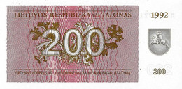 LITUANIE 1992 200 Talonas - P.43a Neuf UNC - Litauen