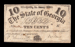 Estados Unidos United States The State Of Georgia 10 Cents 1863 Pick S858 BC F - Georgia