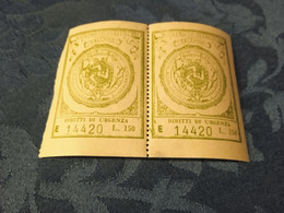 COPPIA MARCHE DA BOLLO UNIVERSITÀ DEGLI STUDI PALERMO LIRE 150 DIRITTI DI URGENZA - Revenue Stamps