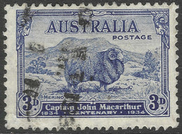 Australia. 1934 Death Centenary Of Capt John Macarthur. 3d Used. SG 151 - Oblitérés