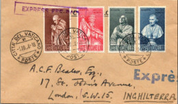 Vaticaan - Envelop - 1958 - Vaticaanstad Naar Londen Engeland - Michel 296 T/m 299 - Complete Serie Antonio Canova - Brieven En Documenten